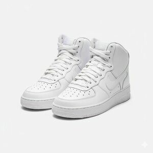 Nike Air Force 1 Youth 5Y White 653998-100 Triple White Sneakers EUC